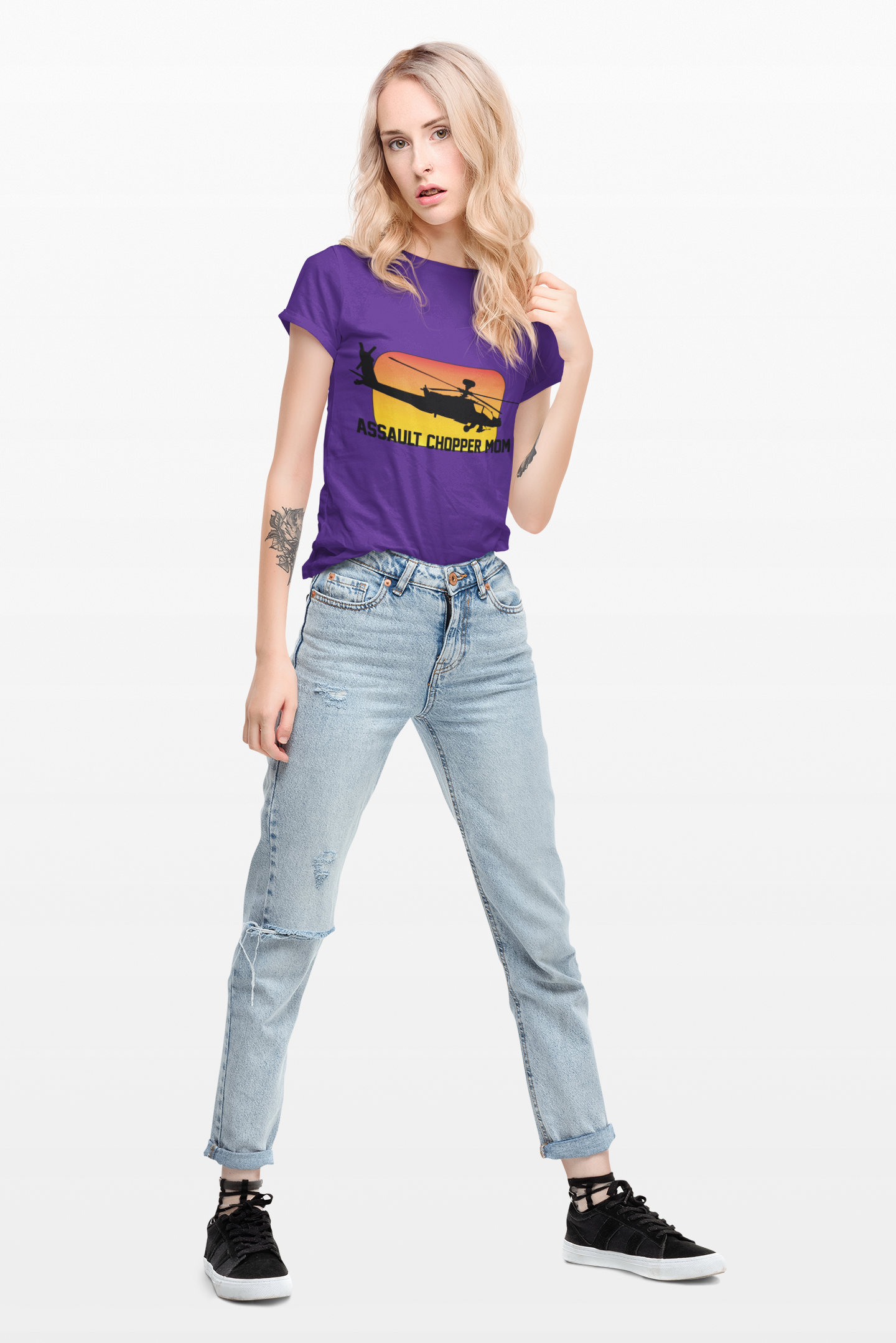 Women's Boyfriend Tee - Assault Chopper Mom