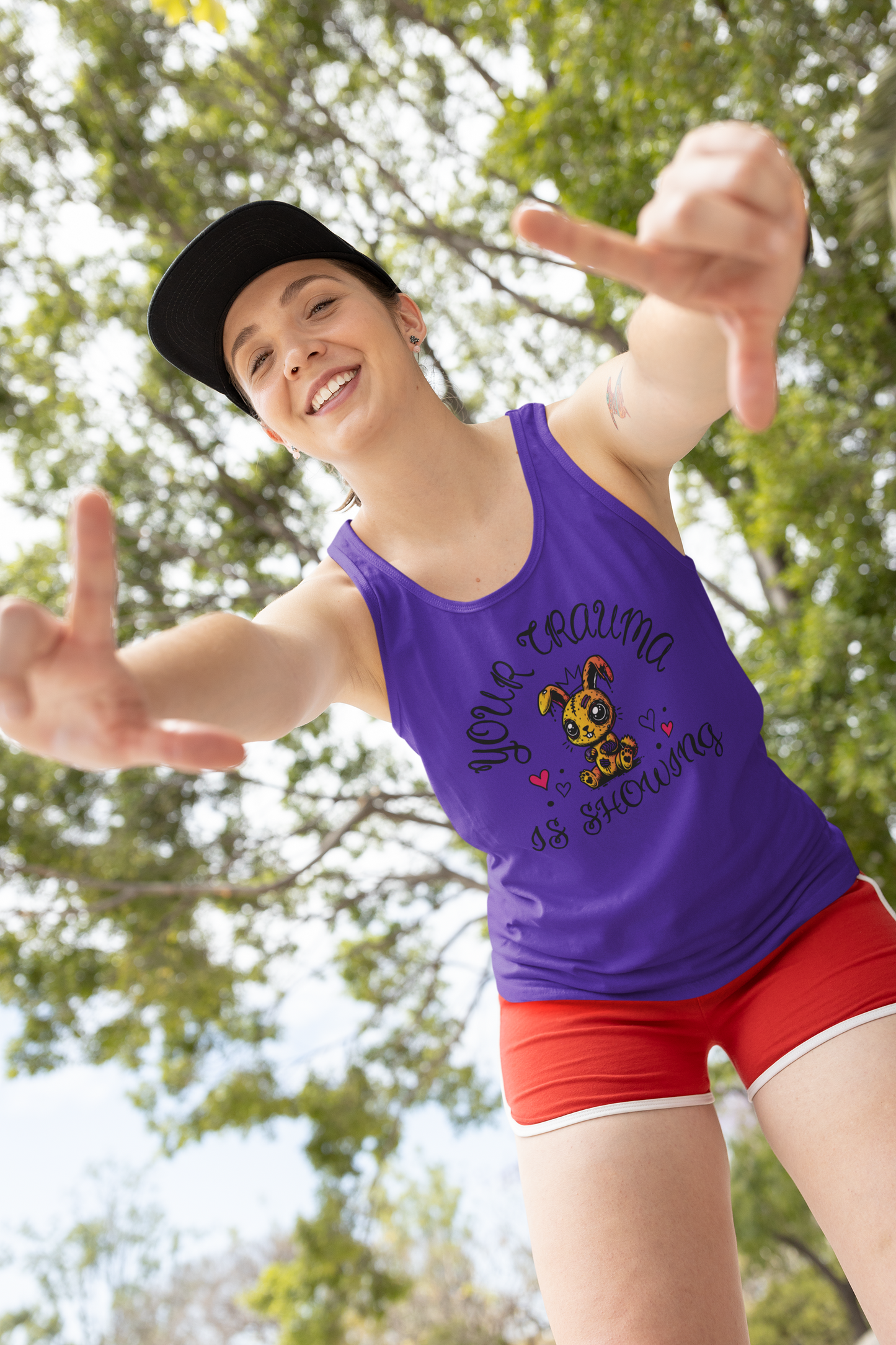 Women's Racerback Tank Top - Your Trauma Is Showing