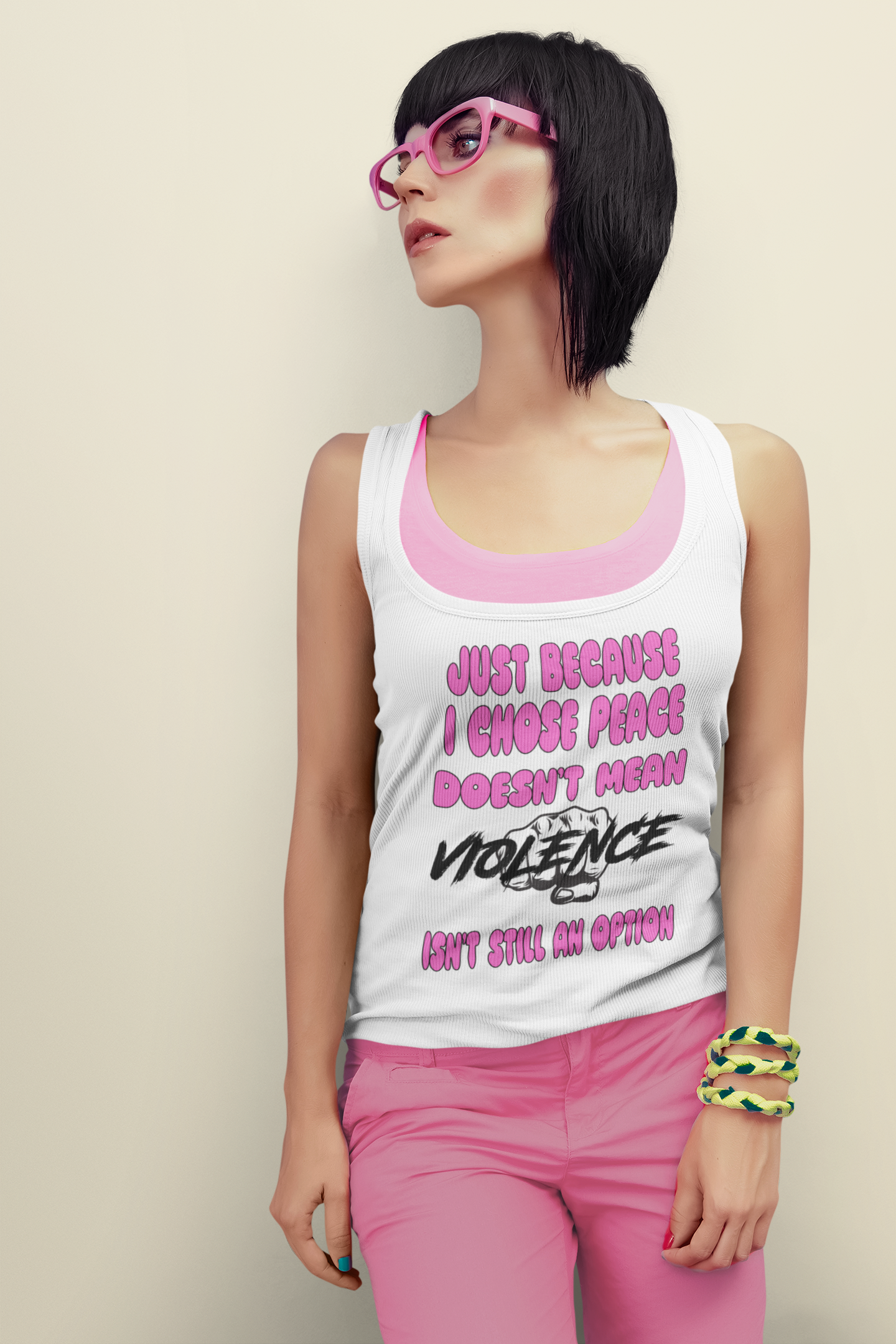 Women's Racerback Tank - Just Because I Chose Peace