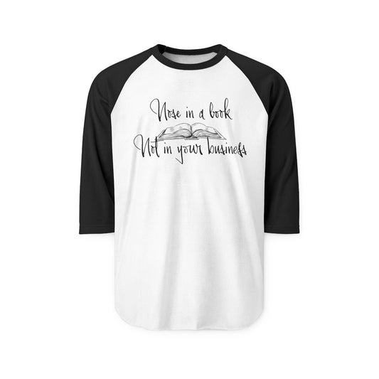 Unisex Three-Quarter Sleeve Raglan Shirt - Nose in a Book